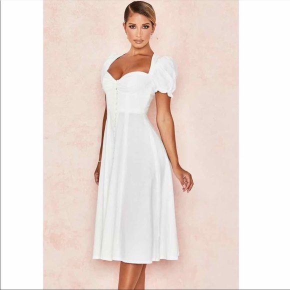 House of CB | Dresses | House Of Cb Ellery Linen Puff Sleeve Sundress | Poshmark